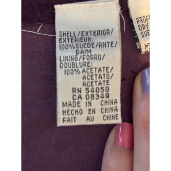 Jones Wear Sport Vintage Womens Large Purple Leather Suede Retro 90's Y2K Jacket - Picture 5 of 7